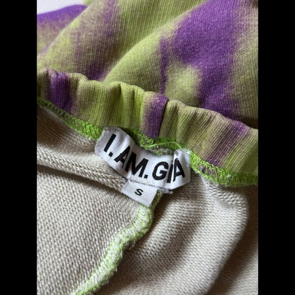 I.AM.GIA Pants Small Womens Green Purple Tie Dye 100% Cotton Sweatpants Fleece - Picture 8 of 10